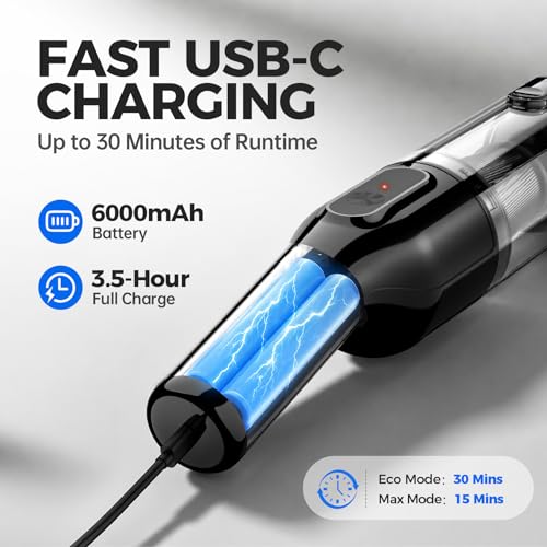 dormzie Handheld Vacuum Cordless, Car Vacuum with 19000Pa Powerful Suction,1.3 lbs Lightweight, photo 12