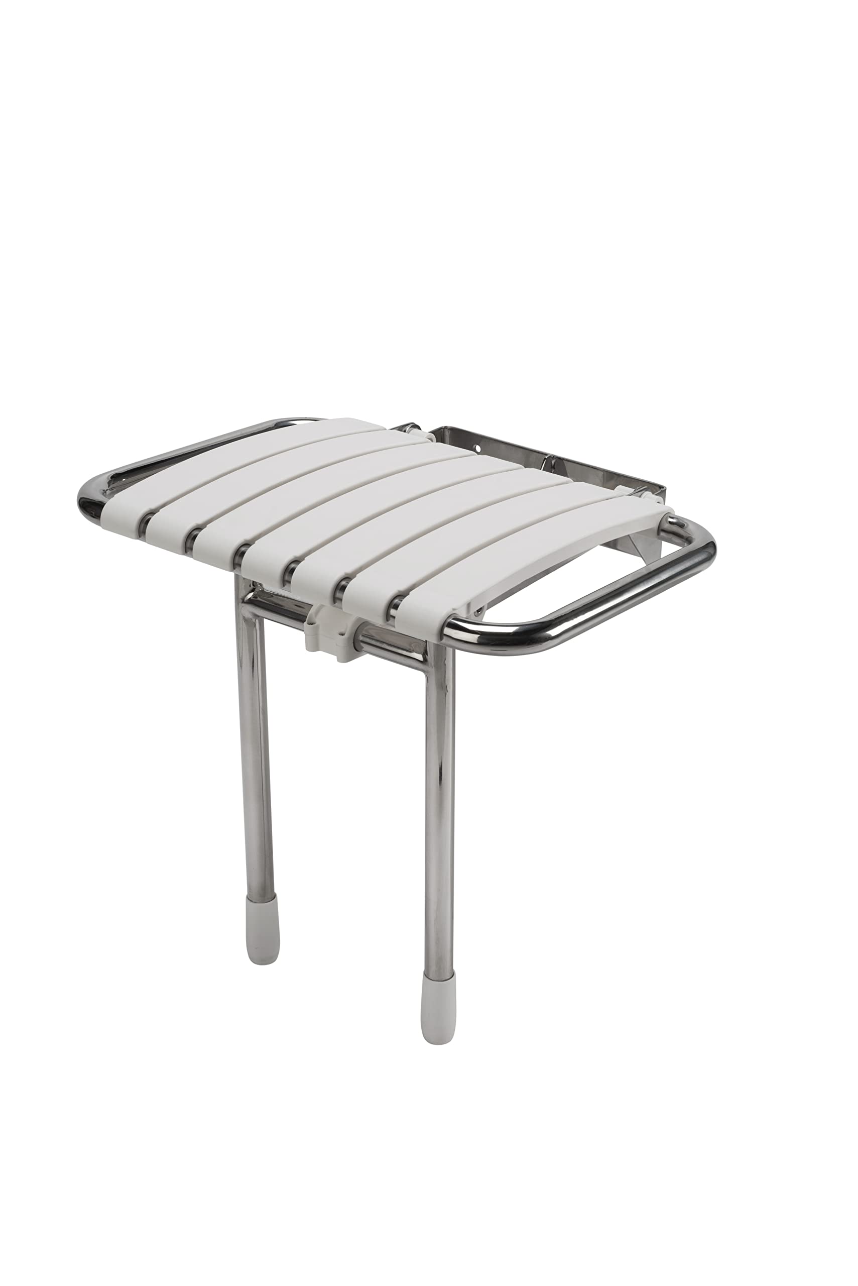 Croydex Newport Fold Up Seat, Metal, White, 48.5 x 50 x 41.5 cm
