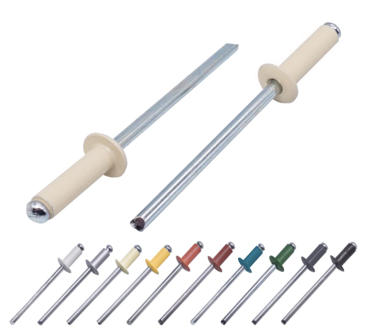 (Pack of 400 pcs) Painted Blind Rivets 4.0 x 14 mm, Dome Head, DIN 7337, Aluminum Rivet and Steel Mandrel, Pop Rivets (400, Light Ivory RAL 1015)