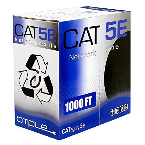 Cmple CAT-5E Bulk Cable 350Mhz Utp 24Awg Bare Copper Cmr Rated 1000Ft Black