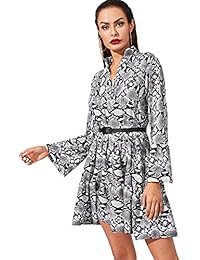 Milumia - Vestido largo para mujer, cuello en V, diseño floral