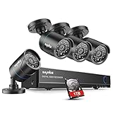 SANNCE 8CH 1080N DVR Security Camera System with 1TB Hard Drive and (4) 1080P Night Vision Surveillance Cameras, IP66 Weatherproof, P2P Technology/E-Cloud Service, QR Code Scan Remote Access