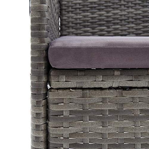 Tidyard Garten Essstühle 4 STK. Gartenstühle Gartensessel Stuhl Sessel Balkonstuhl Gartenmöbel Stühle Gartenstühle Terrasse Balkonstühle Poly Rattan Grau – Bild 5