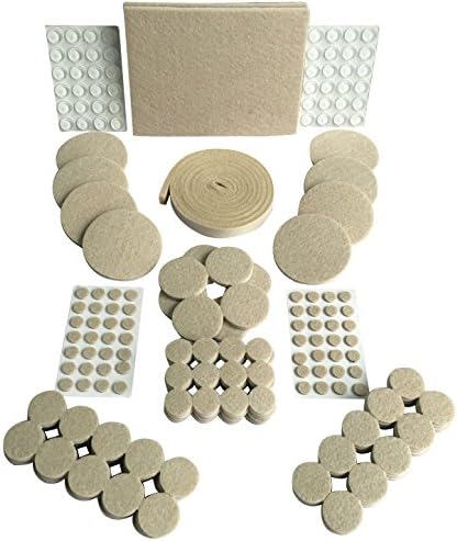 241 PACK Beige Felt Pads Self Stick Furniture pads for Hard Surfaces,Assorted Furniture pad Including 193 PACK Felt Pad,Moving pads,Chair Glides, 48 Piece Non Slip Transparent BumperEZHOUSE