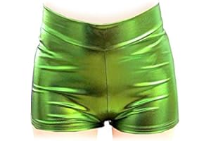 SACASUSA Shiny Stretchy Metallic Mini Shorts Hot Pants for Halloween Costume Party