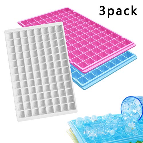 3 Pack Easy Release Reusable Mini Ice Cube Trays - 96 Diamond Shape Molds