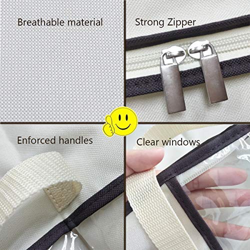 KEEGH Clothes Storage Bags Organizer Set of 3 Foldable Large Oxford Breathable Comforter Blanket Storage Containers with Zippers Perfect for Closet Seasonal Clothing Sheet Pillows