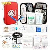 First Aid Kit -175 Piece - Survival Medical Kit Waterproof Hard Case Lightweight Compact Portable for Travel Hiking Sports Car Home Workplace Camping