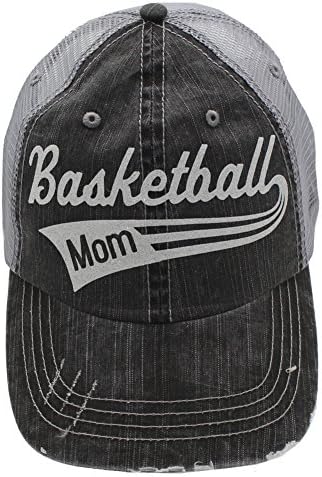 Basketball Mom Distressed Grey Trucker Bling Hat