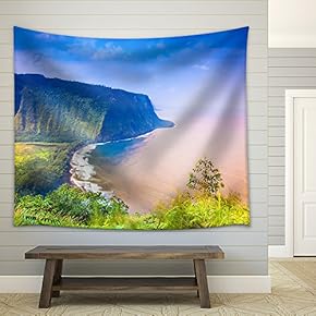 Waipio Valley Lookout on Big Island, Hawaii - Fabric Wall Tapestry Home Decor - 51x60 inches