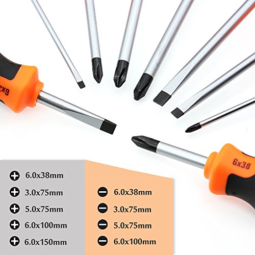 image for Kingsdun Phillips and Flathead Screwdriver Set, 9pcs Long and Stubby S