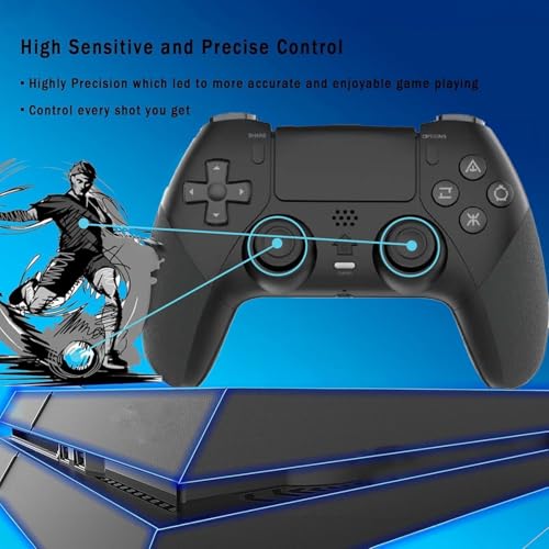 Wireless Pro Controller Compatible with PS4 /PS4 Pro/PS4 Slim Console, Gaming Remote with Built-in 800mAh Rechargeable Battery/Precise Joystick/Audio/Turbo/Advanced Buttons Programming