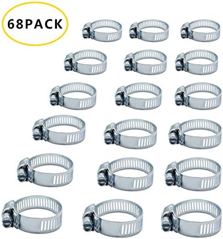 Osuter 68PCS Hose Clips Adjustable Worm Drive Clamp Mini Hose Clamp Clips for Plumbing Water Pipe Oxygen Tube