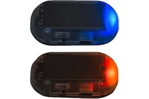 LARLANSZ 2pcs Car Solar Power Simulated Dummy Alarm Warning Anti-Theft LED Flashing Security Light Fake Lamp (Blue + Red)