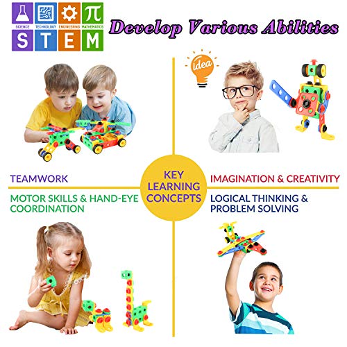 MEIGO STEM Learning Toys - Toddlers Educational Construction Engineering Building Blocks Set Best Preschool Gift Kit for Kids 3 4 5 6 7 8 Year Old Boys Girls (117pcs Upgraded Version) - Thumbnail 3