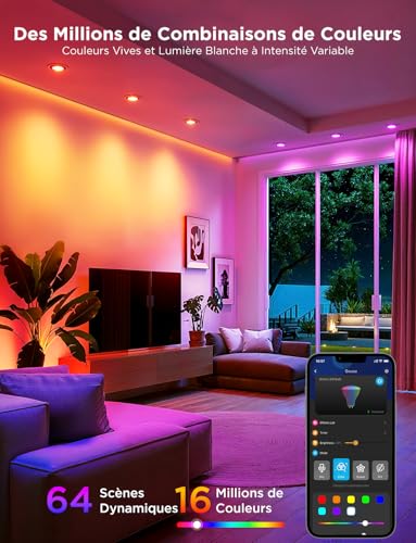 Govee WiFi Smart Bulb, GU10 RGBWW LED Bulb Works with Matter, Alexa and Google Home, 400LM Smart GU10 Lamp, Dimmable, 16 Million Colours, Music Sync, 4 Pack