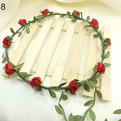 Vito546rton Beautiful, Mini Faux Flower Decor, Photography Prop Wedding Party Decor Floral Wreath Flower Festival Forehead Headband Hair Garland - Red