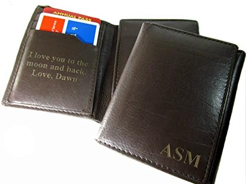 Roma LeathersRFID Blocking Monogrammed Custom Real Leather Bifold Men's Wallet with Personalized Message Gifts for Boyfriend Husband Dads Anniversary Christmas Graduation