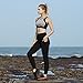 AJISAI Womens Workout Leggings Mid-Waist Yoga Pants Running Tights with Side Pockets Black Size L