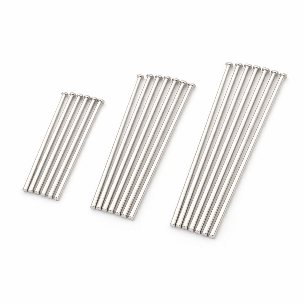 300 Pieces Stainless Steel Chain Pins Set Rivet Pins 50 mm 40 mm 30 mm x 0.7 mm Silver-Plated Head Pins Pearl Pins Silver Prism Pins