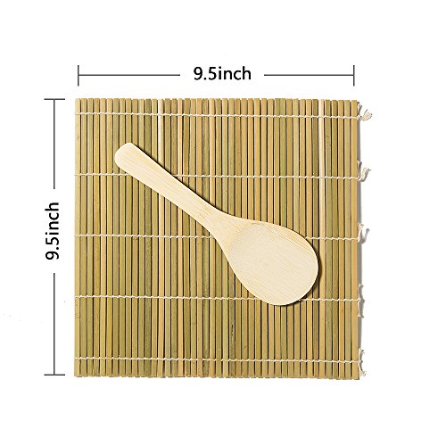 GAKA Bamboo Sushi Kit Easy Sushi Set Including 2 Natural Rolling Mats,2 Rice Paddles,100% Bamboo Made Utensils,Best for Sushi Lovers set of 2 - Thumbnail 2