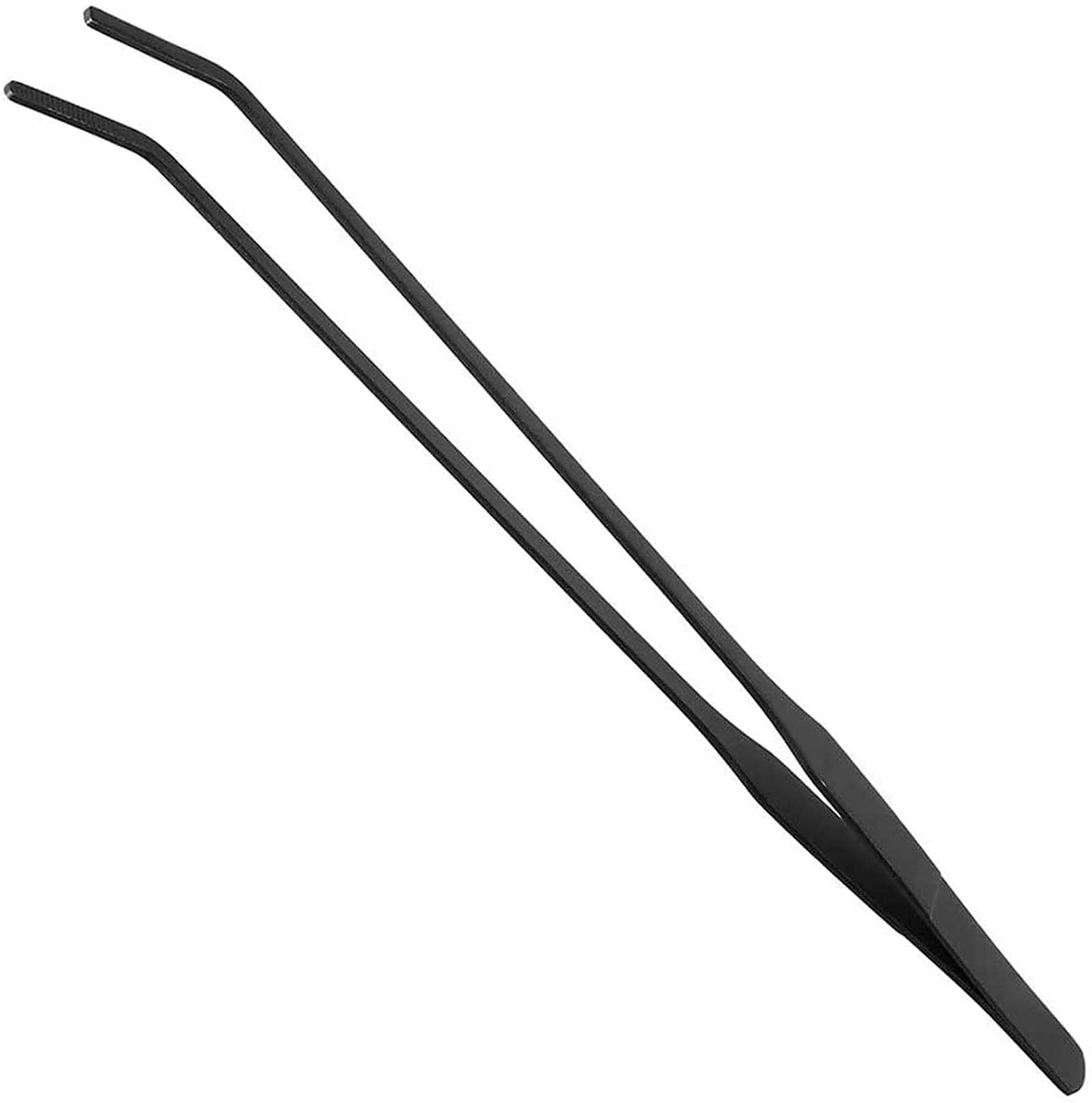 HRASY Aquarium Feeding Tweezers, 38 cm Black Curved Stainless Steel with Anti-Carbon Coating for Plants, Lizards, Spiders, Snakes