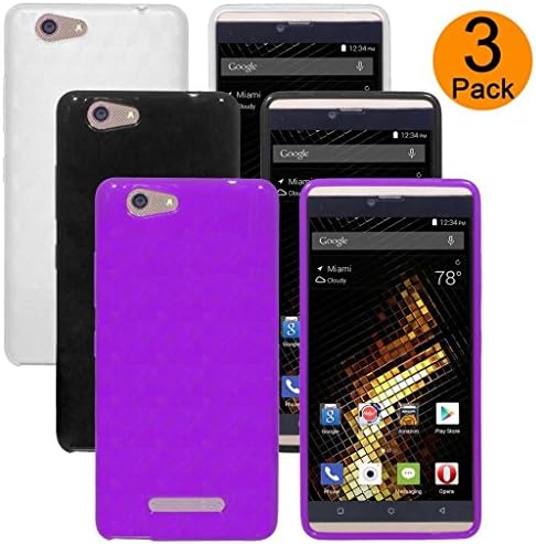 BLU Vivo XL Case,[3 Pack] ATLY(TM) [Black][Clear][Purple] Soft TPU case From BLU Vivo XL