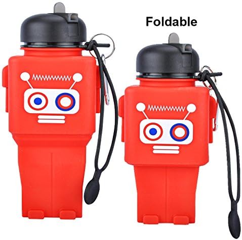 Kids Water Bottle - Panda | BPA Free Water Bottle, FDA Approved, Silicone Collapsible Water Bottle, Robot Toy For Kids || Drink With It And Play With It || Leakproof/Resuable 16.9 Oz