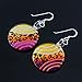 Chuvora 925 Sterling Silver Hand Blown Glass Gold Purple Orange Round Dangle Hook Earrings