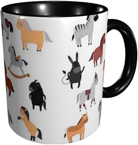 Amazon Co Jp マグカップ 馬柄 6 コーヒーカップ ティーカップ コップ かわいい 陶器 330ml ホーム キッチン