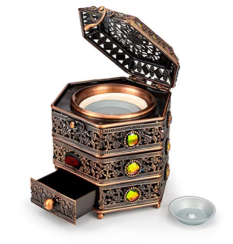 AM Regulator Electric Incense Burner - Oud Frankincense Resin Burner with Adjustable Timer & Storage Drawer