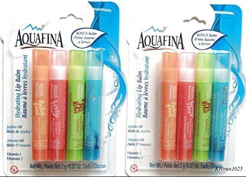Aquafina Hydrating Lip Balm (2) 4packs Total of 8 Sticks Lip Ointment Healing Therapy for Dry Lips by Aquafina