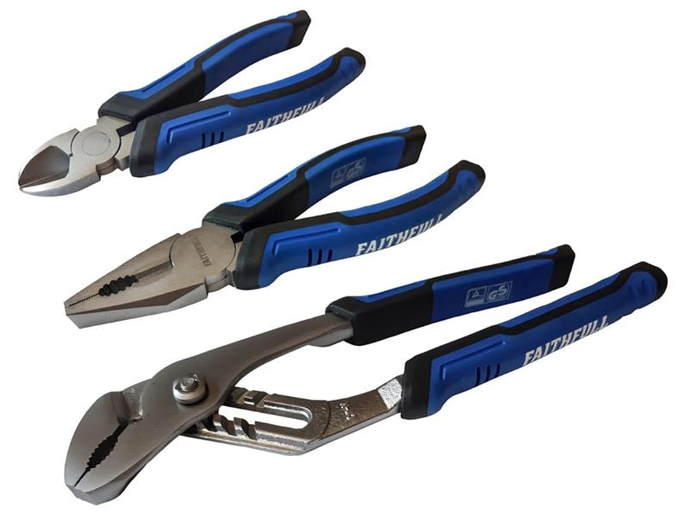 Faithfull FAIPLSET3N Soft Grip Pliers Set, 3 Piece
