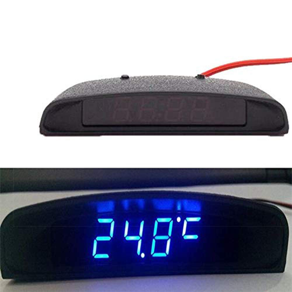 MASO Car Digital Clock 4In1 Date Clock Voltmeter Thermometer Voltage Monitor 12V Original Car Interior Exterior Multifunction Blue
