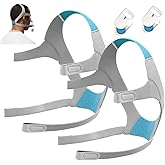 Jungle Care F20 CPAP Headgear Replacement Straps for ResMed Airfit/AirTouch with Magnetic Clips (2-Pack), Gray