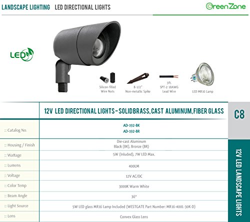 Westgate Lighting LED Directional Landscape Lights Die-Cast Aluminum Housing - IP67 Waterproof -12V AC- 36° Beam Angle- All Accessories Included - 3 YR Warranty (4 Black)