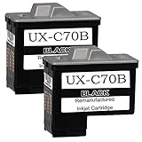 INKUTEN 2-pack UXC70B Sharp Remanufactured Black Ink Cartridge for Sharp UX-B700 fax machine UX-C70B