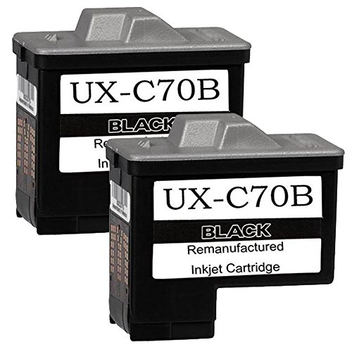 INKUTEN 2-pack UXC70B Sharp Remanufactured Black Ink Cartridge for Sharp UX-B700 fax machine UX-C70B
