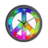 CafePress Retro Tie-Dyed Peace Sign Wall Clock - Standard Multi-color
