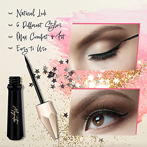 2021 Upgraded Magnetic Eyelashes With Eyeliner Kit, 6 Pairs Reusable Magnetic Lashes with 1 Tube of Waterproof Magnetic Eyeliner, Easy to Wear, Fit & Comfortable, No Glue Needed