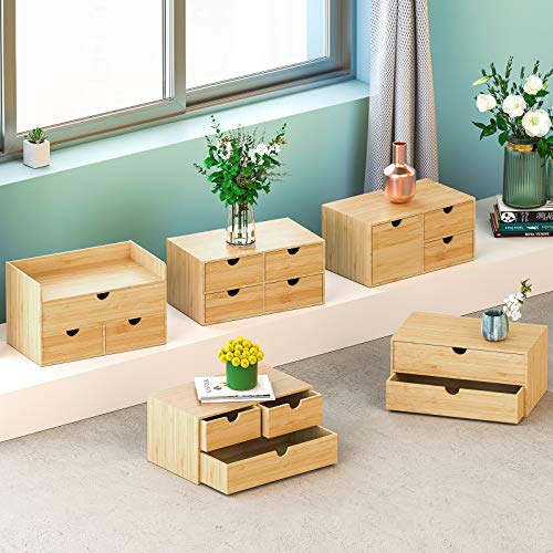 Wisuce 100 Original Bamboo Desk Organizer Mini Bamboo Desk Drawer