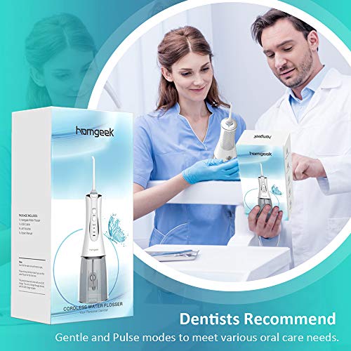 Upgrade Cordless Water Flosser,Homgeek 320ML Oral Irrigator,Water Pick,Dental Water Flosser,Portable High-frequency Pulsation Anti Leakage Water Pick Teeth Cleaner for Home,Travel,IPX7 Waterproof