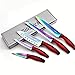 SiliSlick Kitchen Knife Set, Rainbow Titanium Coated Stainless Steel, Ergonomic Red Handle, Chef, Santoku, Paring, Utility, Bread Knives, Protective Covers, 14