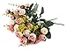 JEDFORE 21 Heads Artificial Silk Rose Dried Flowers Flower Arrangement Fake Bouquet Wedding Home Floral Decor - Pack of 2 (Pink)