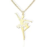 Amaxer Adjustable Ballerina Pendant Necklace for Women Stainless Steel Enamel Art Charm Ballet Dancer Jewelry