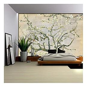 Cream and Gray Almond Blossom by Vincent Van Gogh - Wall Mural, Removable Sticker, Home Decor - 66x96 inches