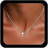 Jugielu Vintage Cross Necklace Choker Dainty Small Cross Pendant Necklace Religious Crucifix Necklaces Minimalist Gold Italian Box Chain Necklaces Jewelry for Women
