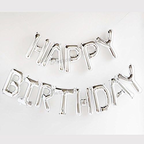 Happy Birthday Balloons,Aluminum Foil Banner Balloons for Birthday Party Decorations and Supplies -Silver