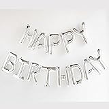 Happy Birthday Balloons,Aluminum Foil Banner Balloons for Birthday Party Decorations and Supplies -Silver