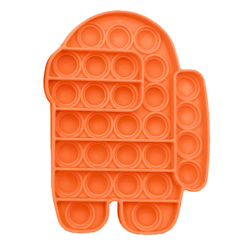 Push Pops Bubble Fidget Sensory Toys Funny Relief Stress Desktop Game Soft Squeeze Toy Logical Reasoning Training Toys for Adults Children (Among us Orange)